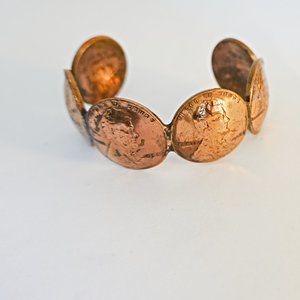 Copper Pennies Cuff Bracelet Vintage